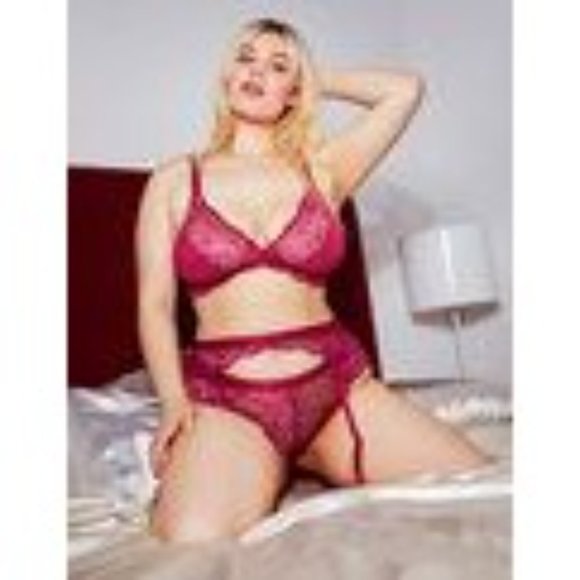 Cosabella Eloquii Sugar Bralette Hotpant & Garter Wine Womens Plus Size 3X NWOT - Picture 15 of 16